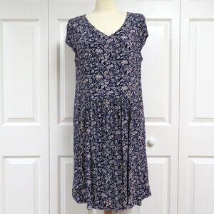 Garnet Hill Cap Sleeve Floral Pullover Dress Size 10